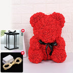Oso de Rosas con Caja y Luz LED — Regalo Romántico, 7 Colores, San Valentín
