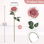 Rosa Turca Real Touch — Ramo de 4 Tallos, 9 Colores, Bodas y Hogar
