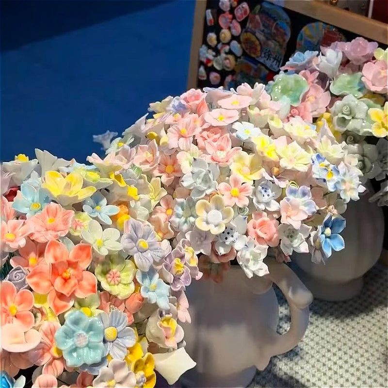 Jingdezhen Handmade Ceramic Eternal Flower, Hand Pinched Artificial Flower, Home Decor Craft Ornament
