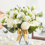 Ramo de Peonía y Rosa de Seda — 12 Colores, Hogar, Boda y Decoración Festiva