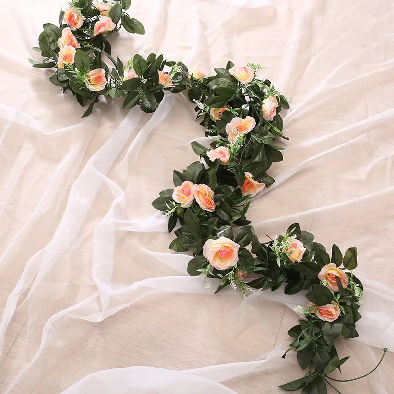 Enredadera Guirnalda de Rosas de Seda — Arco Boda y Jardín Exterior, 6 Colores