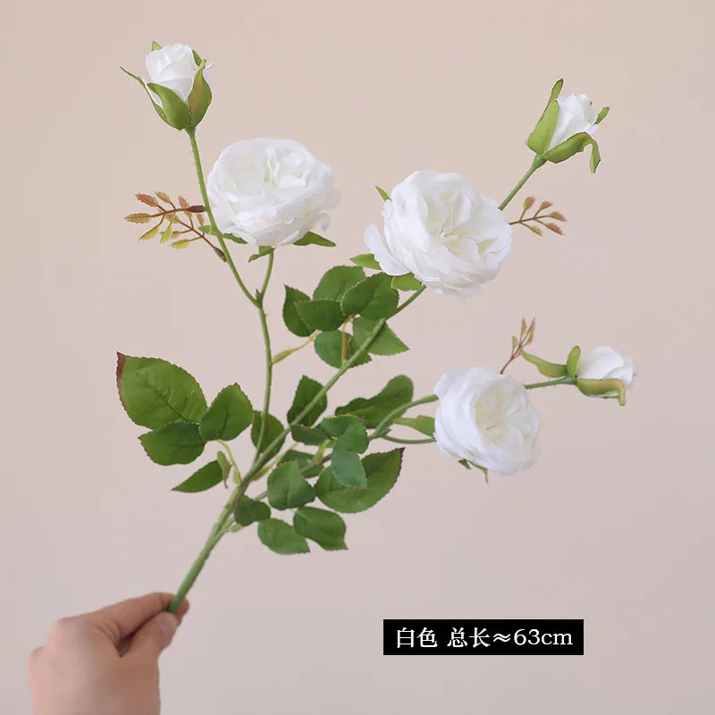 Rosa Austin de Seda Tallo Largo — Ecológica, 5 Colores, Bodas y San Valentín