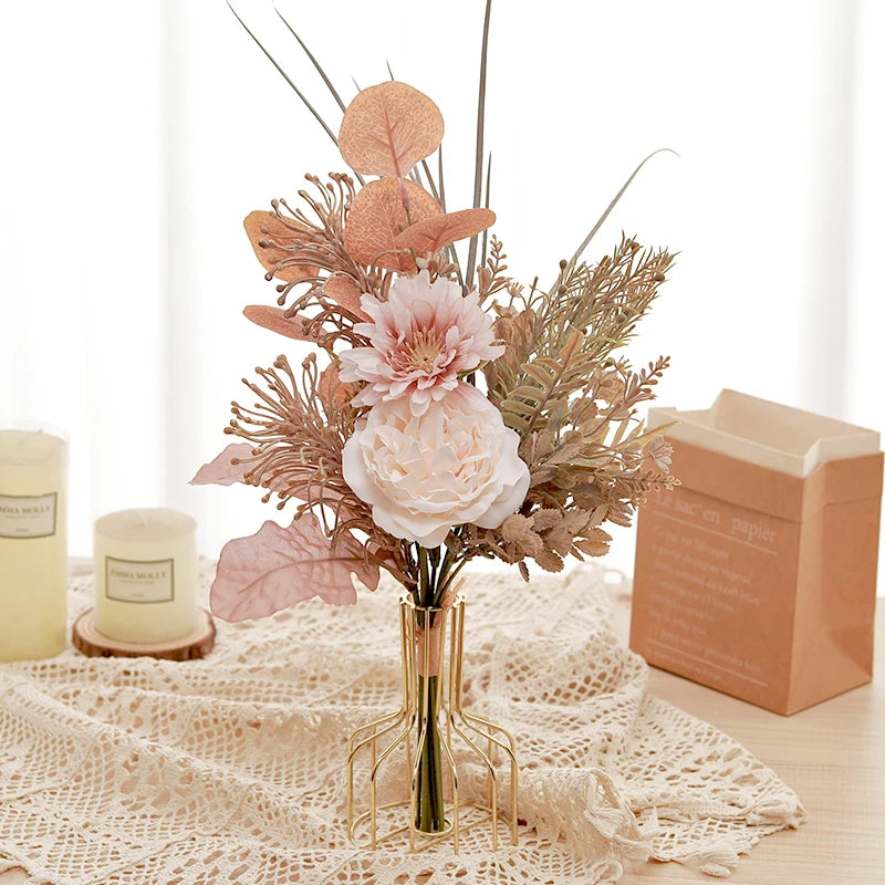Ramo Mixto Peonía, Rosa y Pampas — Eucalipto, DIY Decoración Hogar