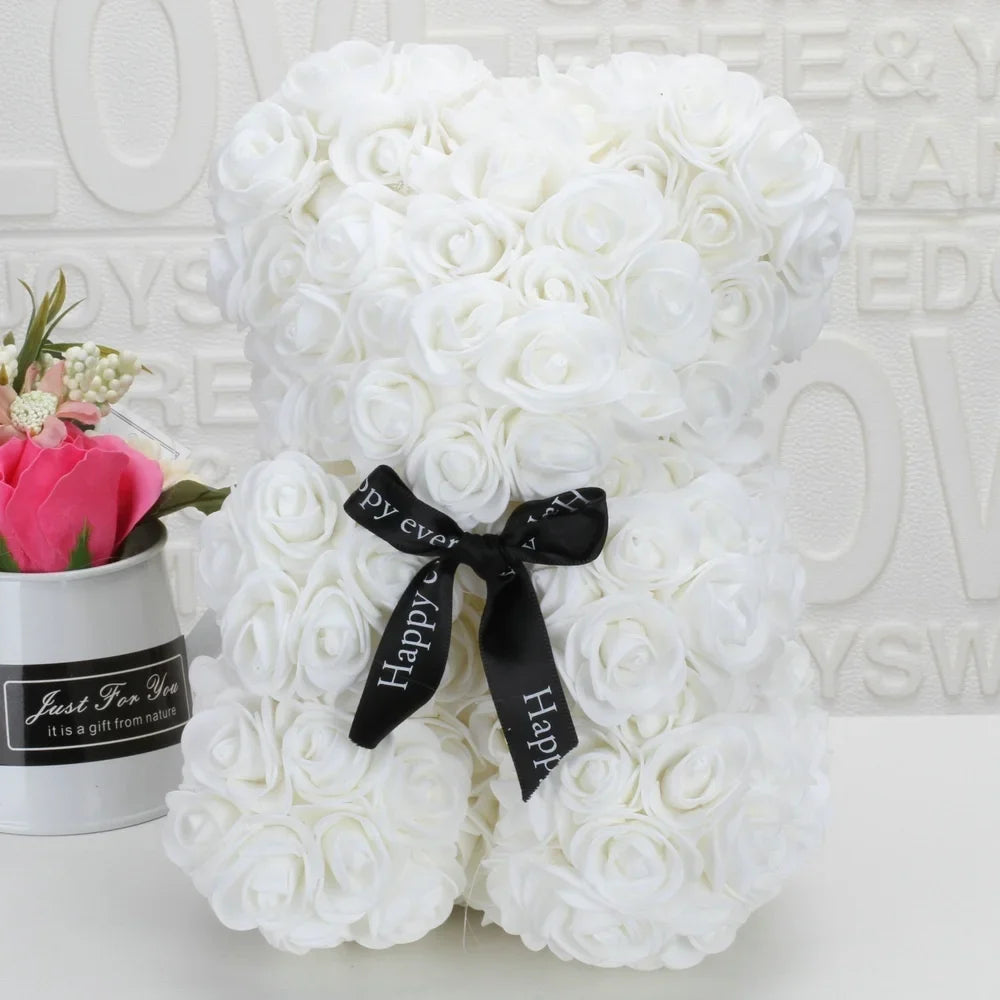 Romantic Valentine's Day Creative Eternal Flower Rose Bear Christmas Gift Rose Bear Hug Bear Wedding Flower Decoration Gift