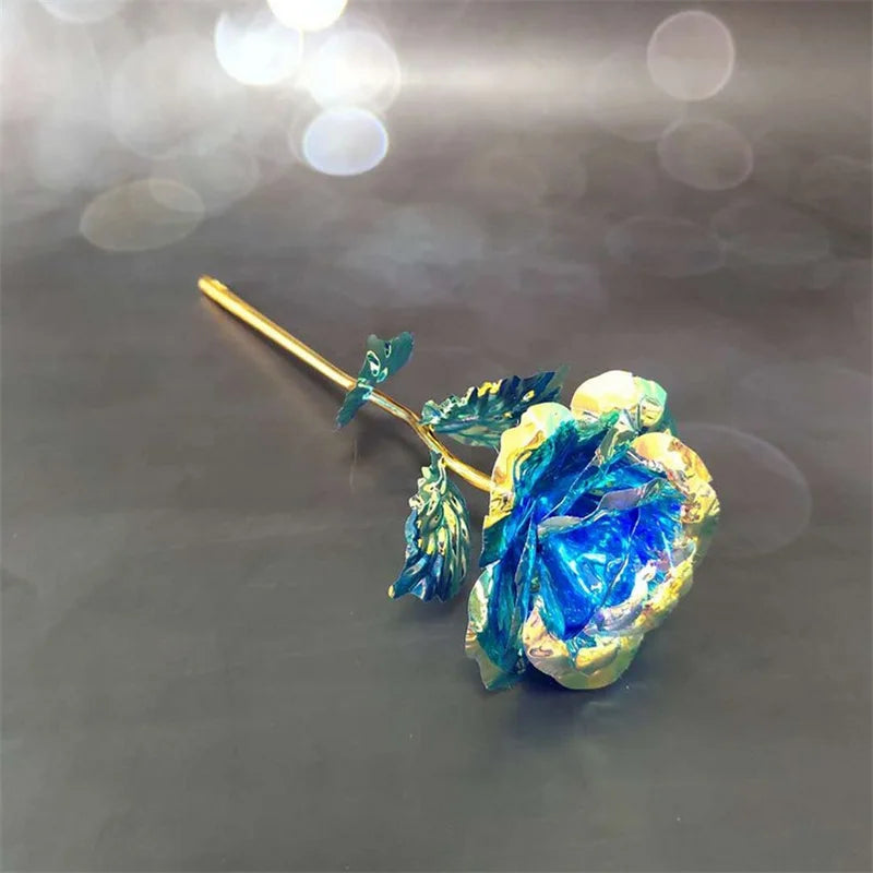 Eternal Rose Colorful Galaxy Artificial Flowers 24K Gold Foil Flower Love Base Flare box for Girlfriend Valentine's Day Gift