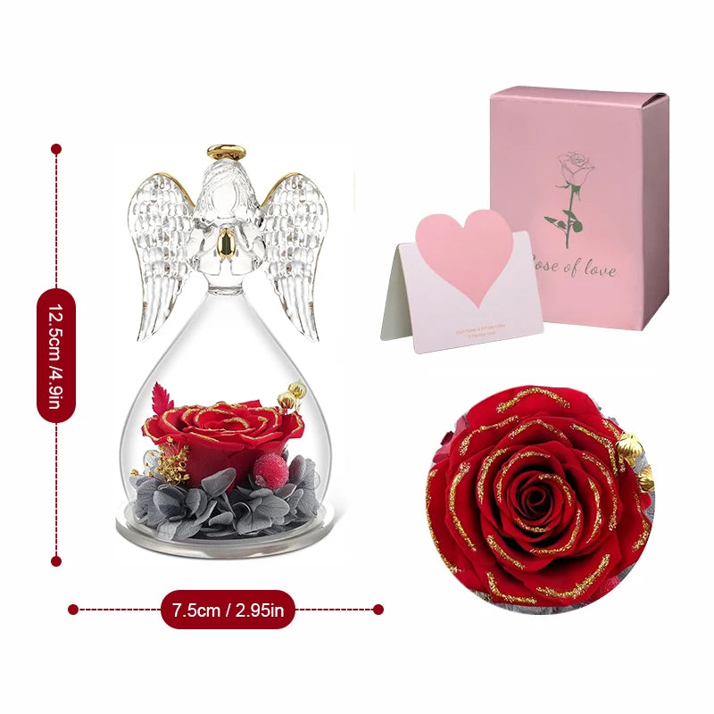 LED Eternal Rose Flower Cover Anniversary Valentine Mothers Day Birthday Thanksgiving Gift Bedroom Table Decote For Boy And Girl