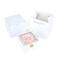 Caja Joyero Giratoria con Rosa Eterna — Exhibidor de Anillos, 3 Colores, Propuesta y Boda