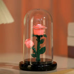Romantic Eternal Rose Lamp with Lampshade Luminous LED Flower Light Pink Simple Rose Flower Night Light Wedding Decor