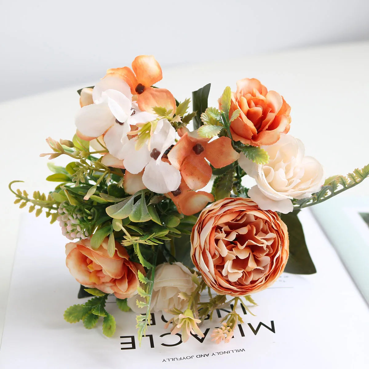 Ramo de Peonía y Rosa Otoño — 6 Colores, Hogar y Decoración de Boda