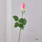 45CM Artificial Rose Bud with Moisturizing Touch Silk Flower for Home Living Room Entrance Decoration Photography Prop