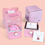 Eternal Rose Rotating Jewelry Box Soap Flower With Gift Bag Ring Box Transparent Lid Acrylic Storage Case Wedding Party