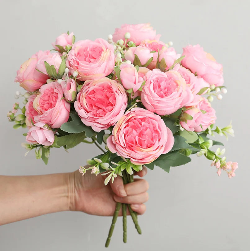 Rosa de Seda Tallo Real Touch — Ramo Nupcial, 5 Colores, Bodas y Eventos