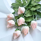 7pcs Pink Rose Artificial Flowers Real Touch Silk Flowers For Home Wedding Table Bouquet Party Decoration