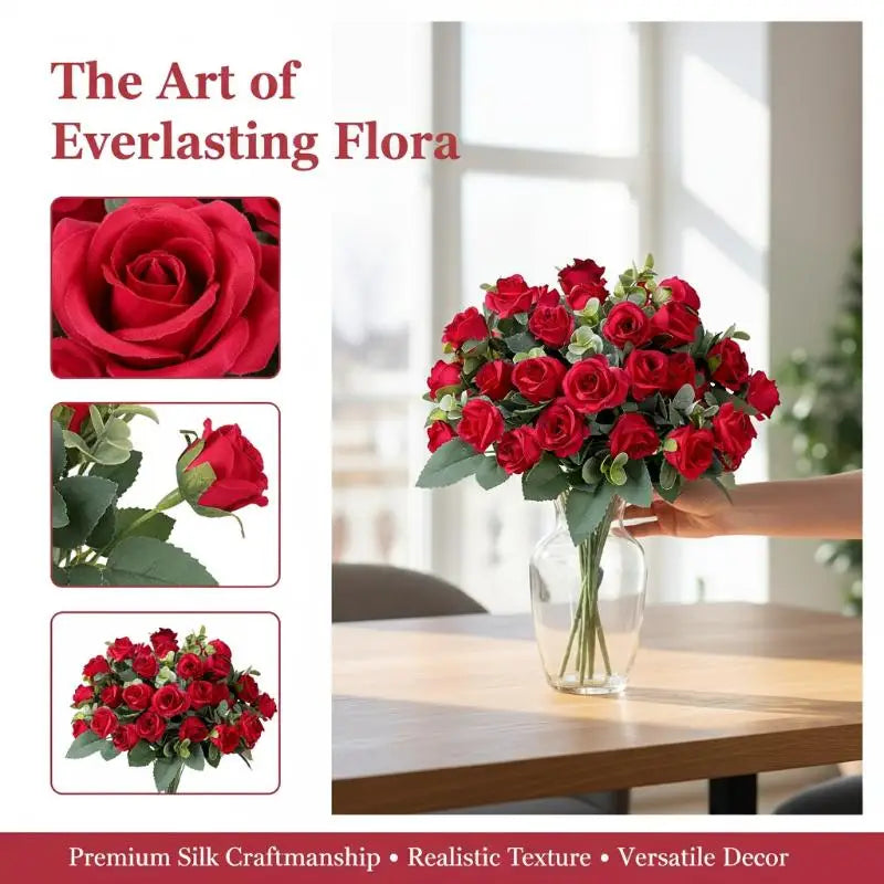 Artificial Silk Rose Bouquet - Add Timeless Beauty to Your Wedding, Home or Holiday Decor with These Lifelike Fake Roses