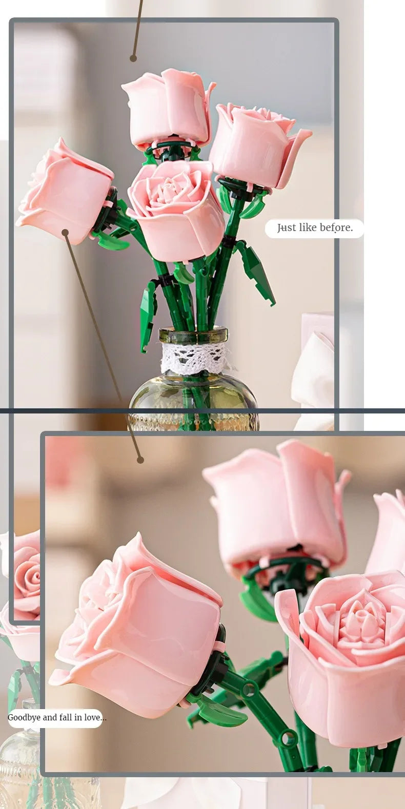 Eternal Flower Rose Building Block Toy Compatible with  Assembly Decoration Girl Valentine's Day Teacher's Day Gift