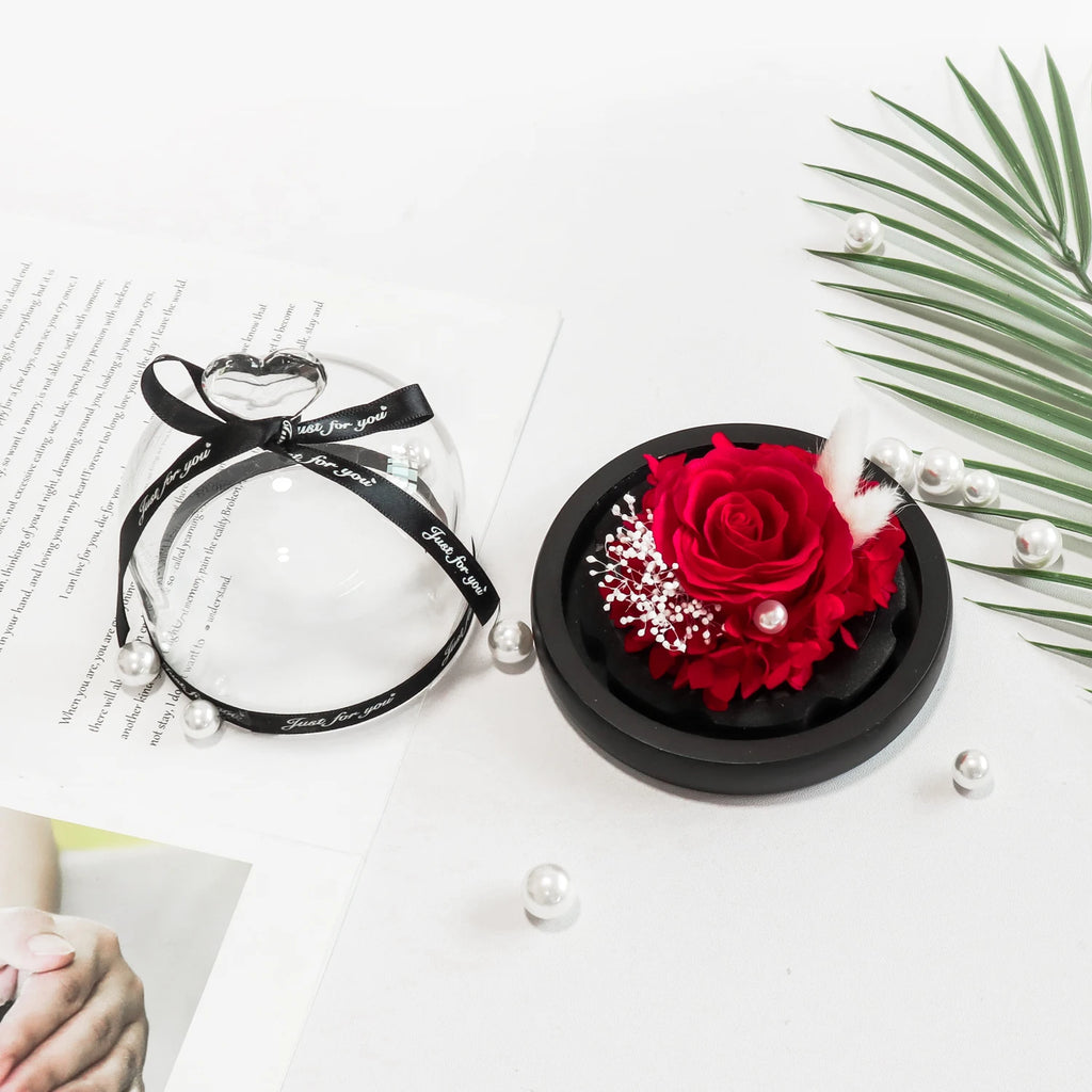 Exclusive Eternal Rose in Glass Dome Artificial Soap Rose Valentine's Day Birthday Christmas Gifts for Women Girlfriends