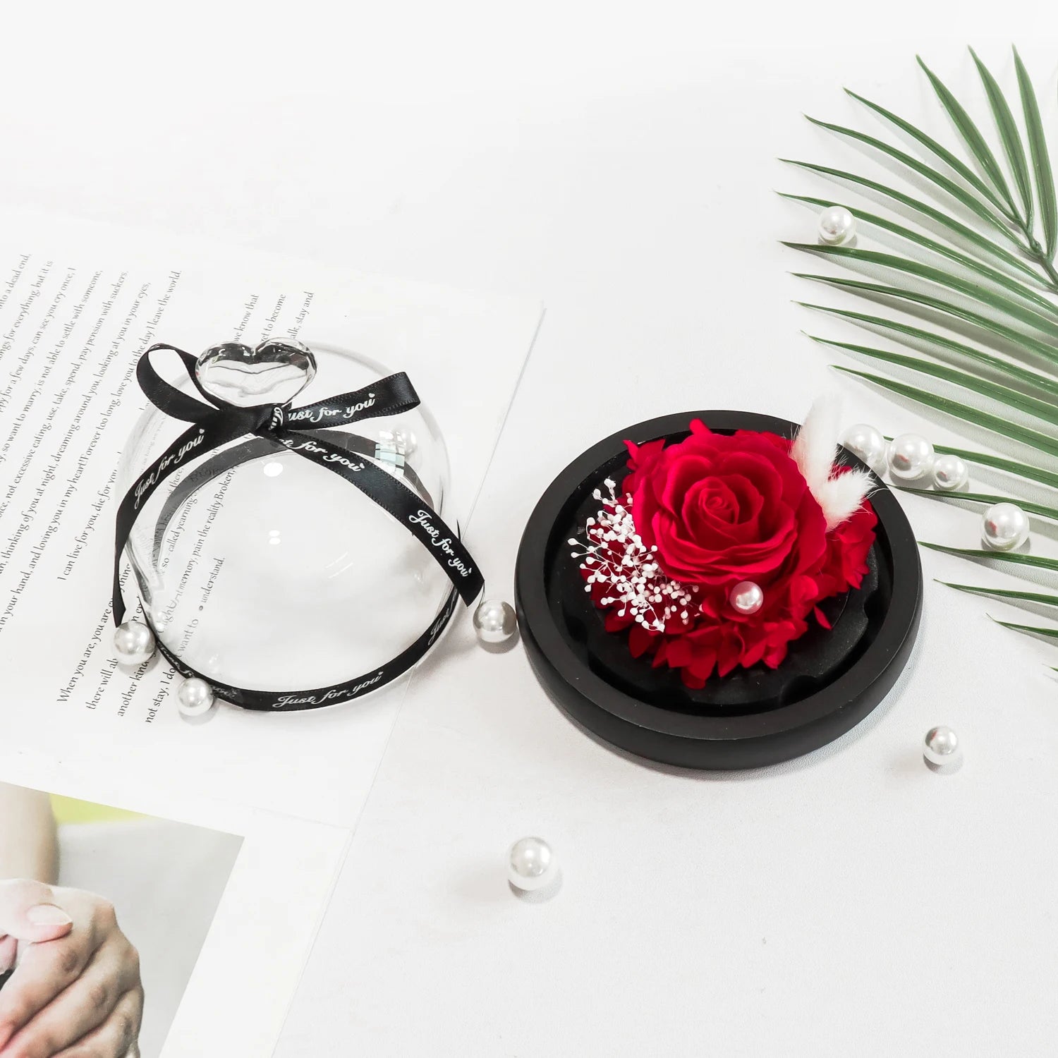Exclusive Eternal Rose in Glass Dome Artificial Soap Rose Valentine's Day Birthday Christmas Gifts for Women Girlfriends