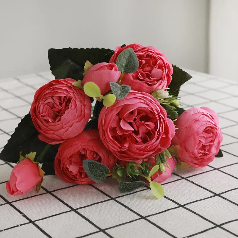 Rosas de Seda Flor Grande — Ramo Lujoso, 34 Colores, Disponible al Mayor
