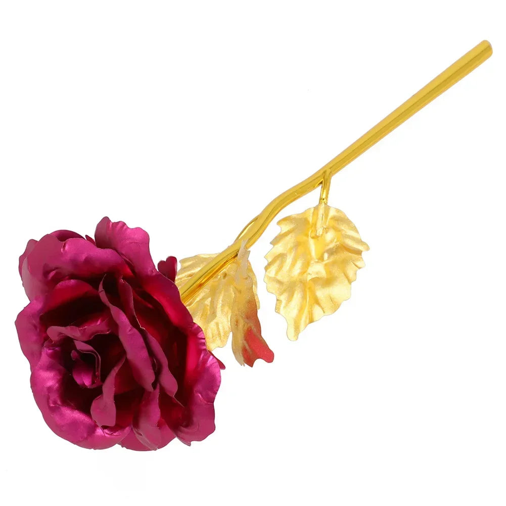 24K Eternal Rose Artificial Flowers Foil Plated Gold Rose Wedding Valentine's Day Decoration Mother's Day Gifts Fake Flower