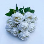 9 Heads Rose Artificial Flowers - Valentine’s Day Romantic Gift, Faux Blooms for Home Decor & Wedding Table Centerpieces