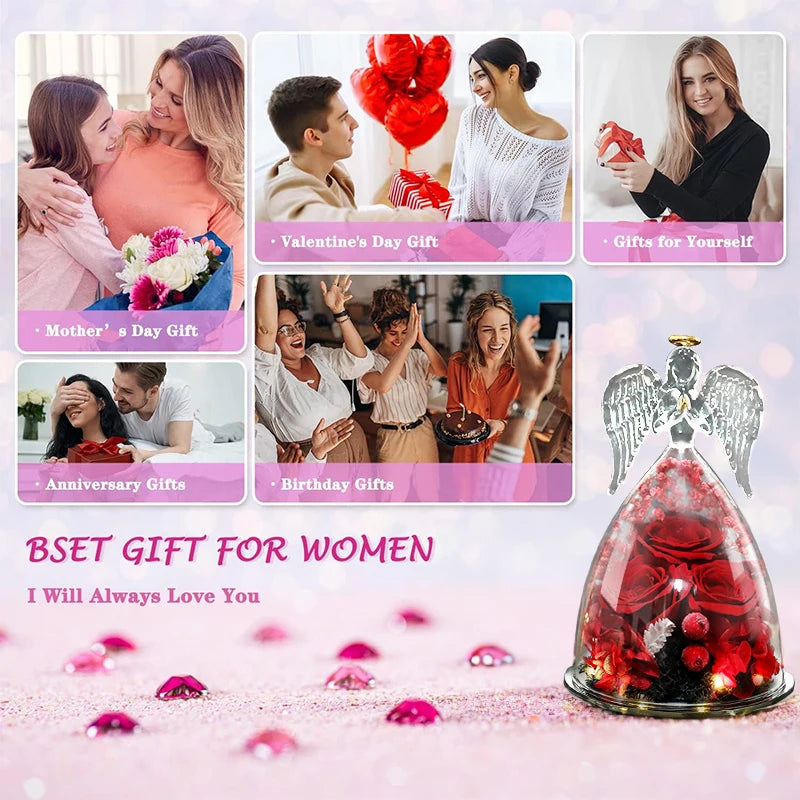 LED Eternal Rose Flower Cover Anniversary Valentine Mothers Day Birthday Thanksgiving Gift Bedroom Table Decote For Boy And Girl