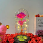 Wedding Galaxy Rose Flower Eternal Flower With Lights In Dome Forever Rose Red Rose Valentine'S Day Mother'S Day Romantic Gift