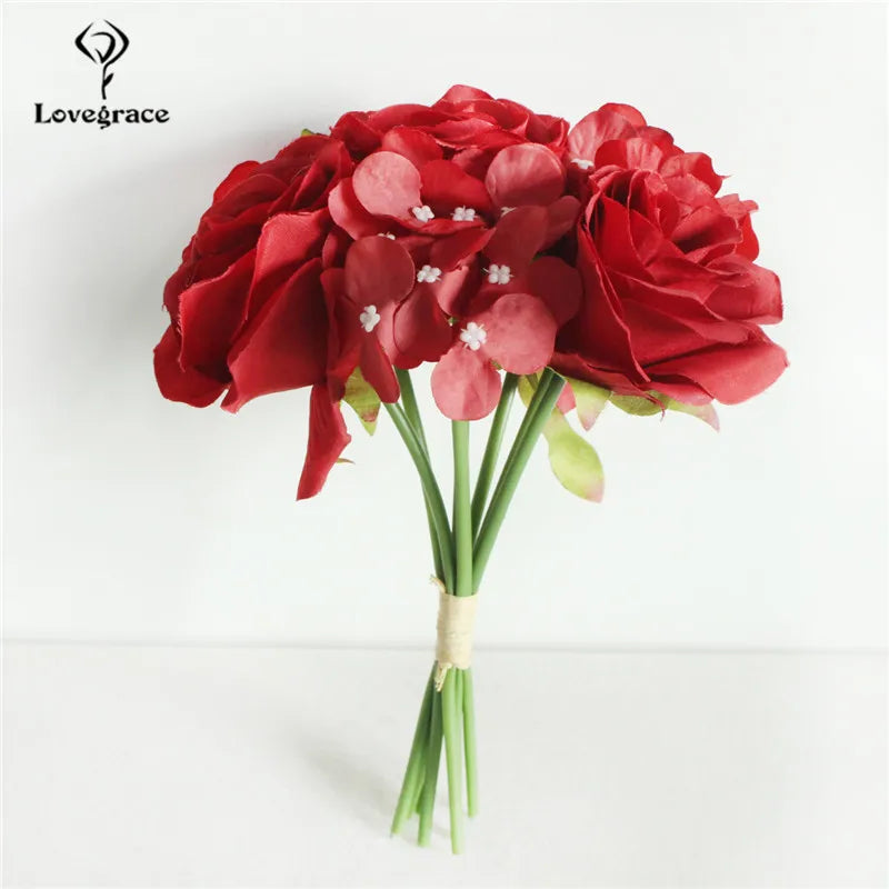 Ramo Nupcial de Rosas de Seda — 16 Colores, Boda y Damas de Honor