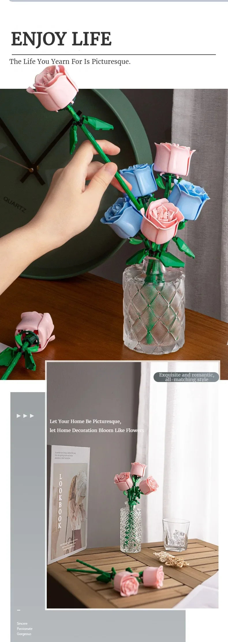 Eternal Flower Rose Building Block Toy Compatible with  Assembly Decoration Girl Valentine's Day Teacher's Day Gift