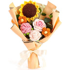 Hand Woven Roses Tulip Simulation Flower Preparation Handmade Flower Diy Wool Knitting Homemade Crochet Bouquet Finished Product