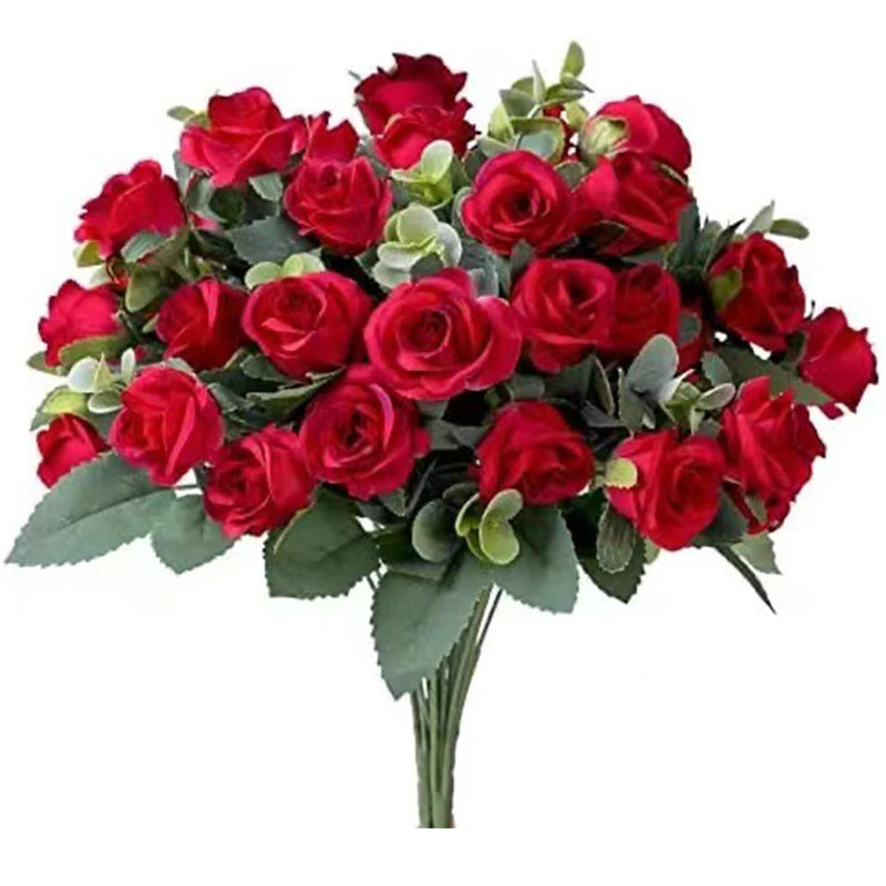 Ramo 10 Cabezas Rosa, Peonía y Eucalipto de Seda — Hogar, Boda y Mesa