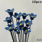 6/8/10pcs Handcrafted Ceramic Forget Never Fades Eternal Ceramic Flowers Home Ornament Indoor And Outdoor Home Decor