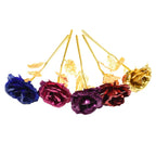 24K Eternal Rose Artificial Flowers Foil Plated Gold Rose Wedding Valentine's Day Decoration Mother's Day Gifts Fake Flower