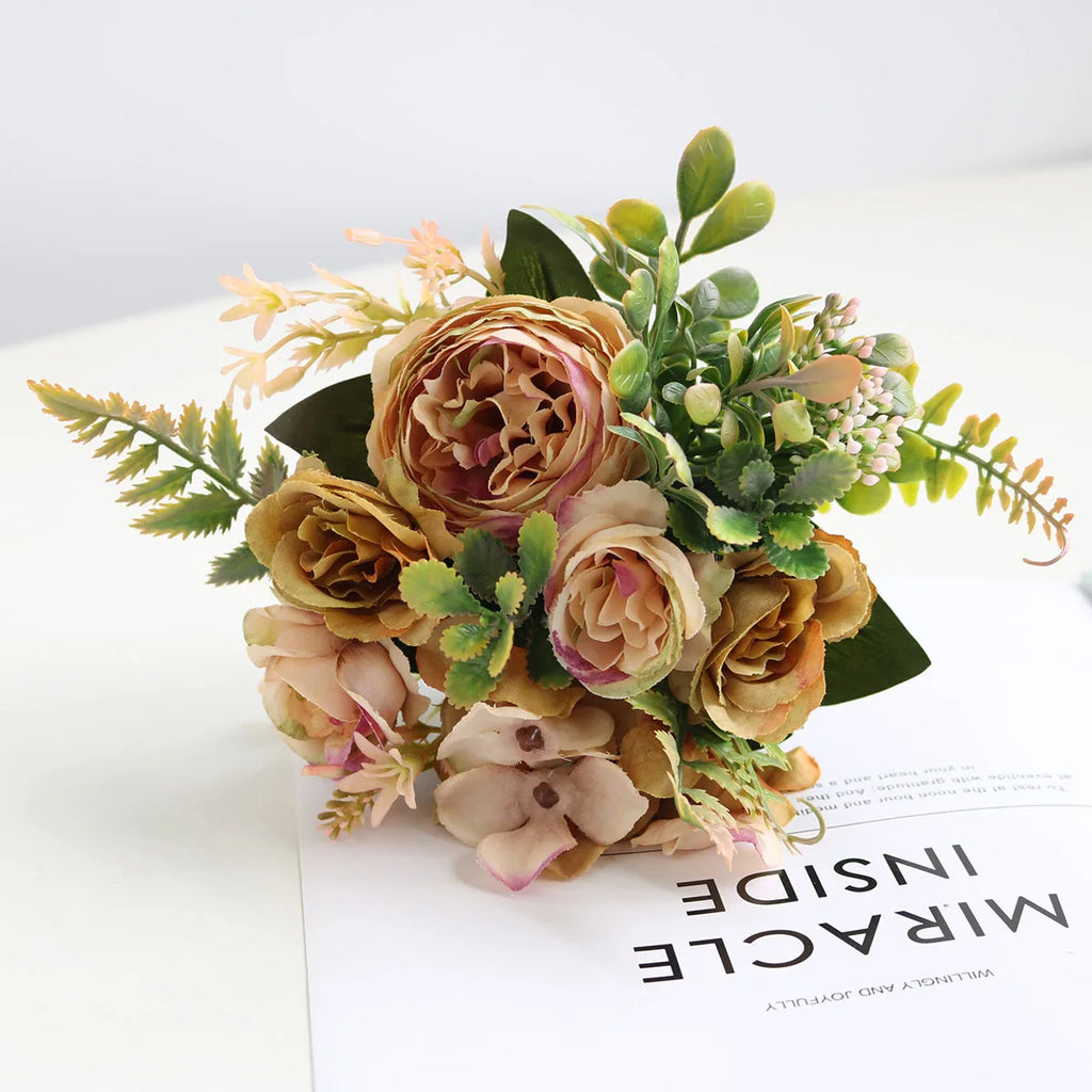 Ramo de Peonía y Rosa Otoño — 6 Colores, Hogar y Decoración de Boda