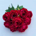 9 Heads Rose Artificial Flowers - Valentine’s Day Romantic Gift, Faux Blooms for Home Decor & Wedding Table Centerpieces