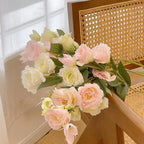 Tallo Grande de Eustoma con Hojas — Seda Natural, Hogar, Boda y Fiesta