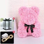 Oso de Rosas con Caja y Luz LED — Regalo Romántico, 7 Colores, San Valentín