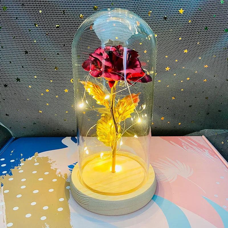 Rose Light Beautiful Realistic Looking Night Light Rose Eternal Flower Party Supplies LED Simulation Rose Flower Valentine's Day