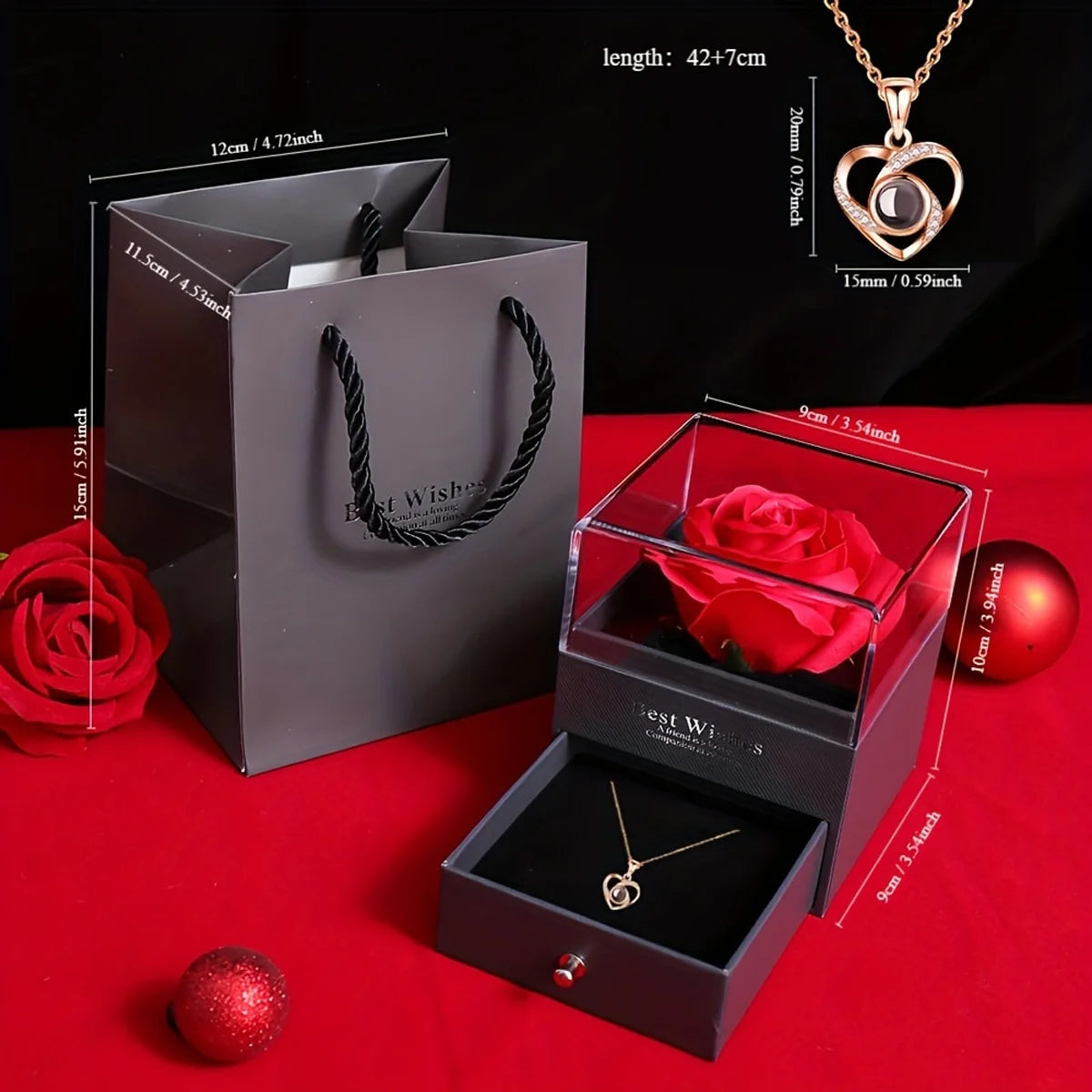 1 Set Romantic Red Roses Eternal Flower Gift Box - for Mother's Day, Valentine's, Birthdays for Wife, Lover, Daughter 