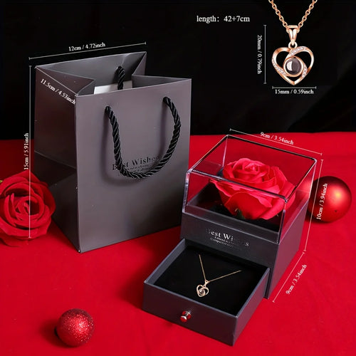 1 Set Romantic Red Roses Eternal Flower Gift Box - for Mother's Day, Valentine's, Birthdays for Wife, Lover, Daughter 