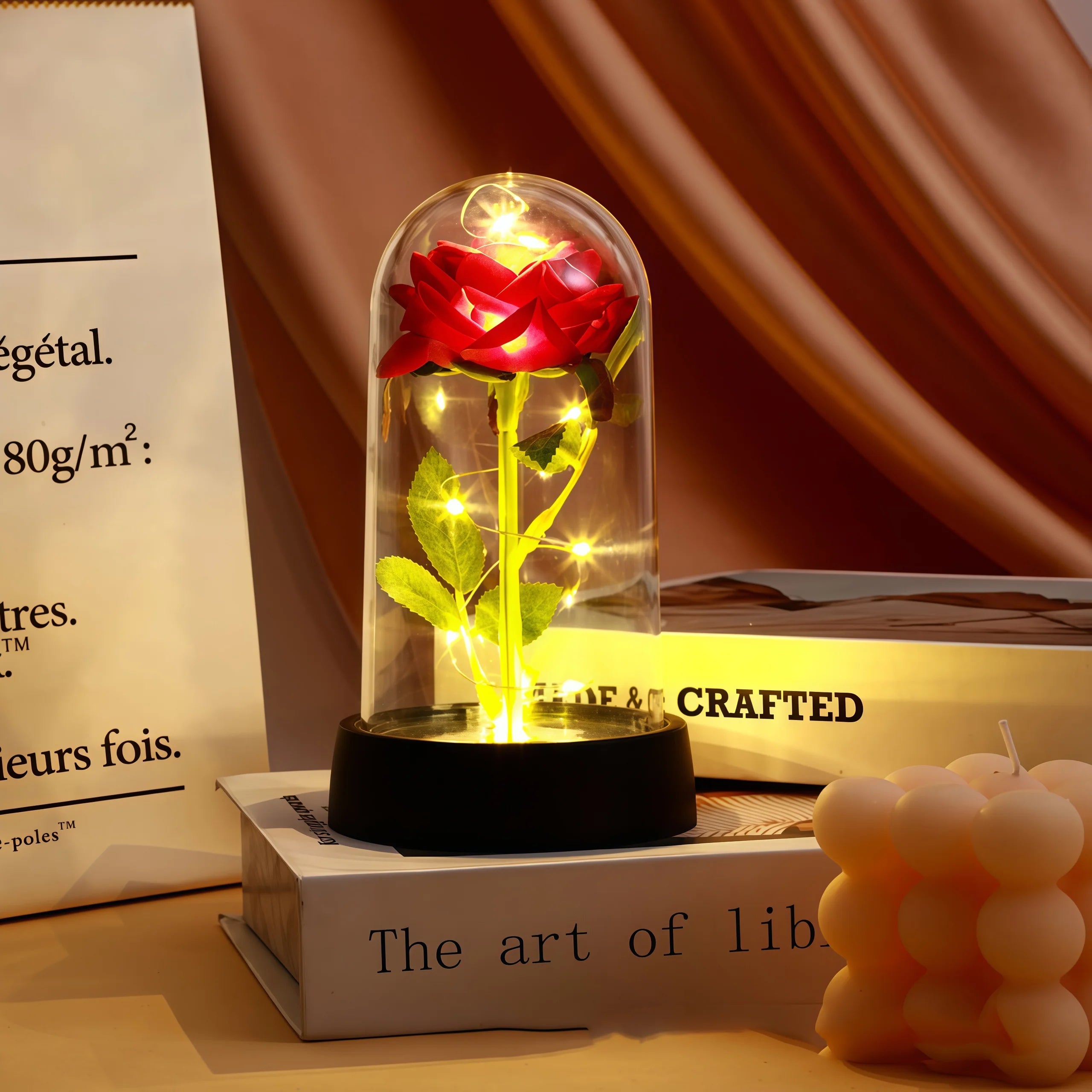 1pc Wedding Birthday Valentine Day Gift Eternal Rose Flower Colorful Luminous Ornament For Women Mom Girlfriend Wife Home Decora