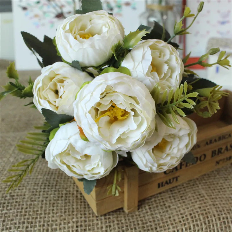 YO CHO Artificial Silk Rose Flower  6 Heads  Home Decoration  Wedding Party Aritificial Rose Flower