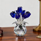 Crystal Gemstone Rose Flower Colourful Rose Bouquet Eternal Ornament Gift Figurine Red Decorative Rose Rose