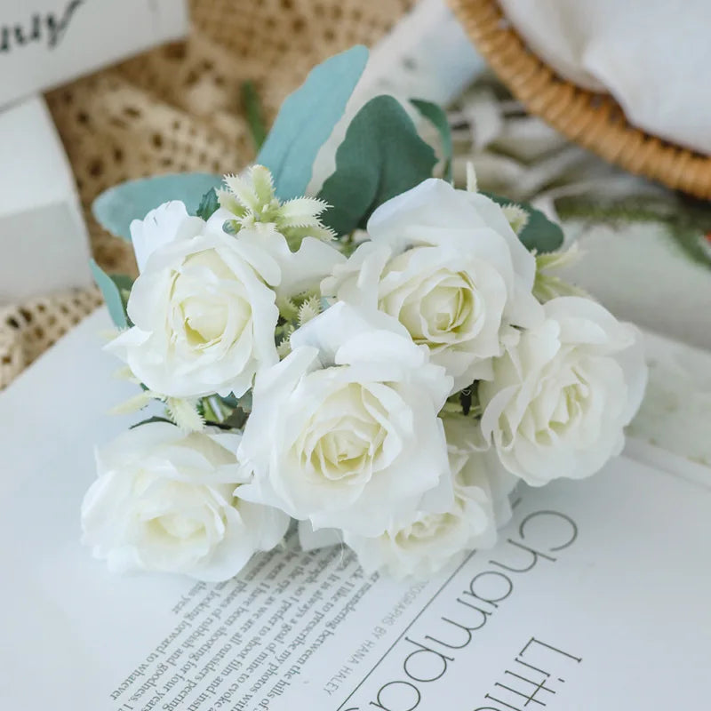 YO CHO Artificial Silk Rose Flower  6 Heads  Home Decoration  Wedding Party Aritificial Rose Flower