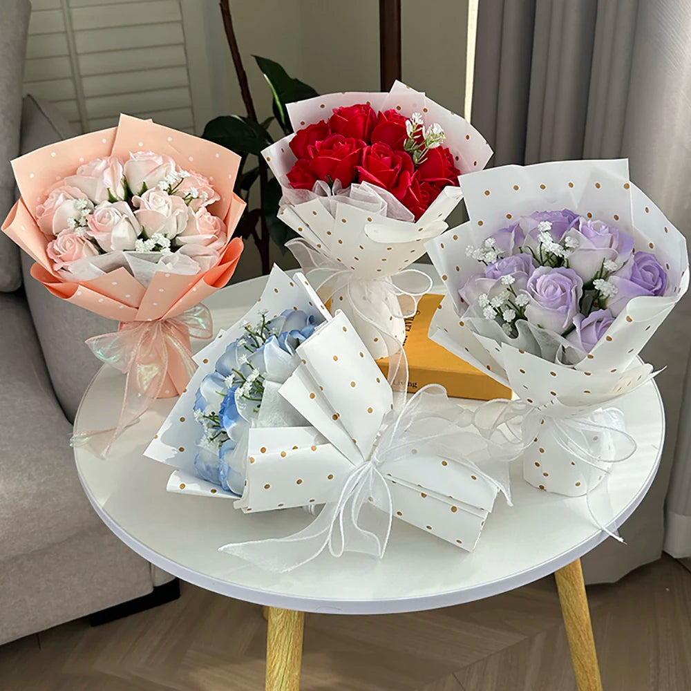 Ramo de Rosas de Jabón Eternas — Bouquet Romántico, 4 Estilos, Navidad y Cumpleaños