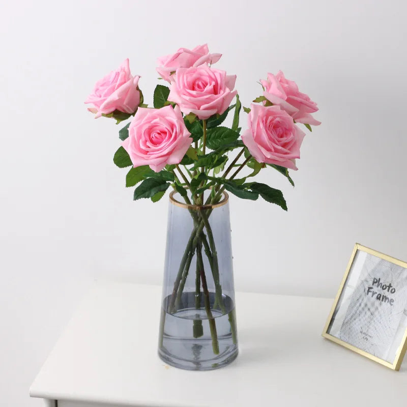 Real Touch Artificial Rose Flowers Home Decor White Pink Fake Latex Roses Flower Wedding Party Decoration Valentine's Gift