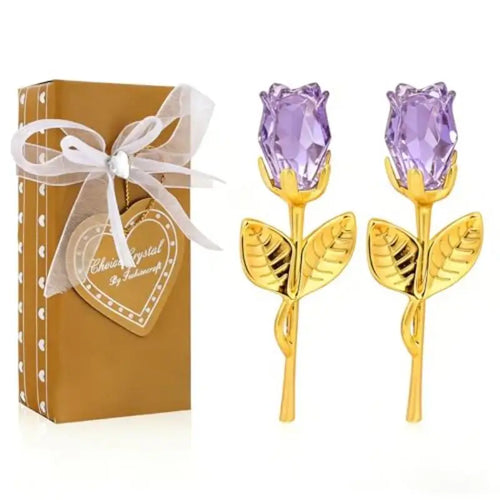 1/2Pcs Eternal Crystal Glass Rose - Valentine's Day Wedding Gift for Girlfriend Wife Artificial Flower Without Box