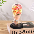 Eternal Rose LED Light glass Cover Flower Valentines Day Gift Wedding Party Decor Artificial Rose Flowers Light Christmas Gift