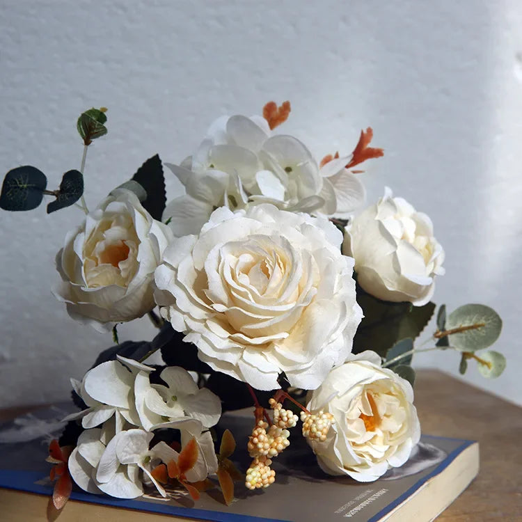 Rosas de Seda Flor Grande — Ramo Lujoso, 34 Colores, Disponible al Mayor
