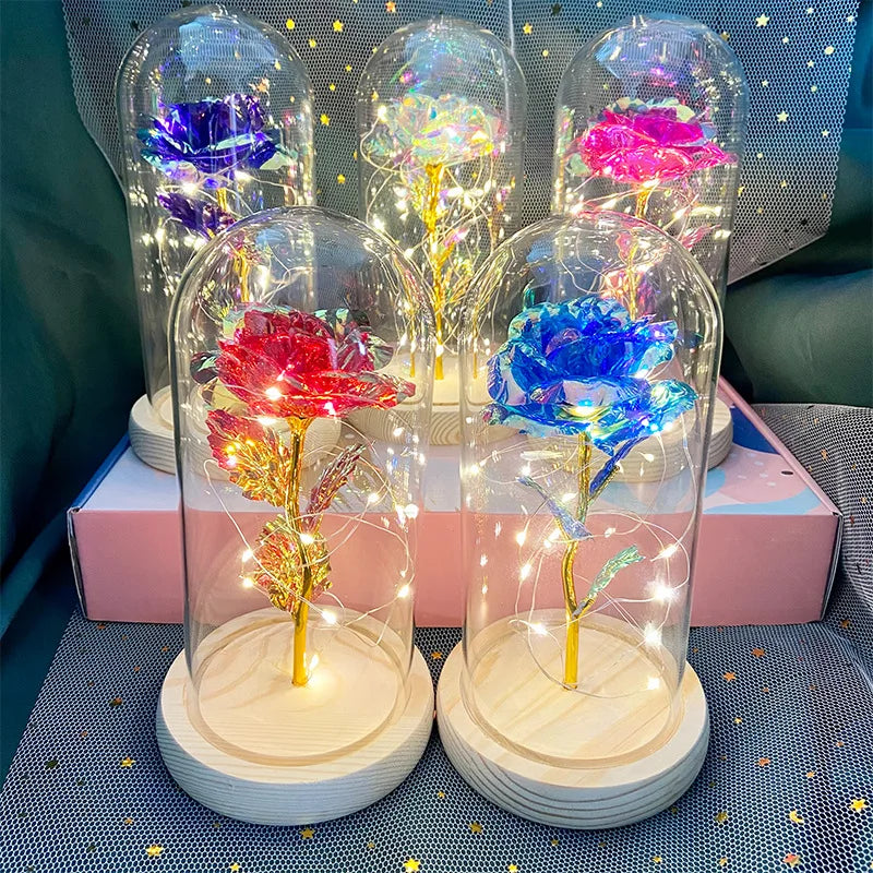 Rose Light Beautiful Realistic Looking Night Light Rose Eternal Flower Party Supplies LED Simulation Rose Flower Valentine's Day