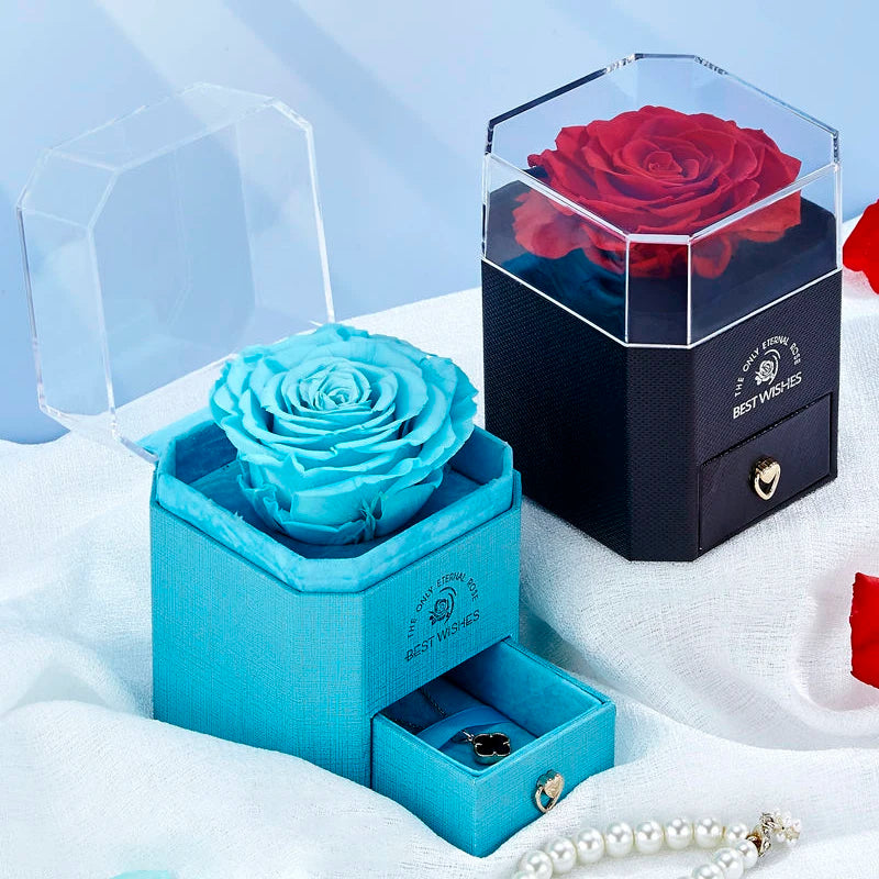 Eternal Rose Jewelry Box Necklace Packaging Boxes Luxury Jewelry Storage Display Box Valentine's Day Necklace Gift Boxes